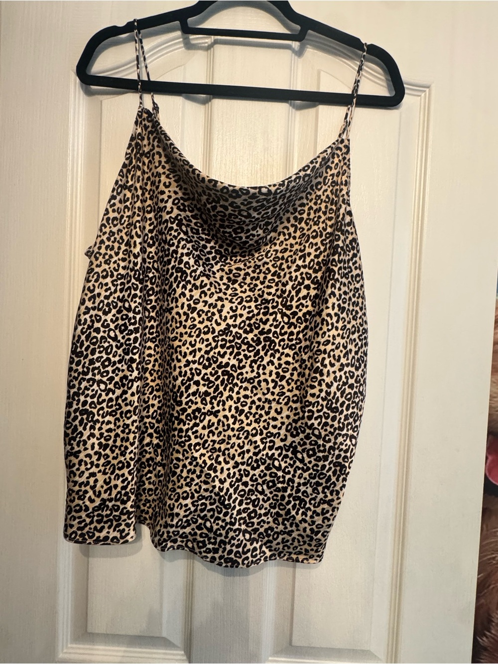 Nine West Leopard Print Cowl Neck Cami - Beige & Black